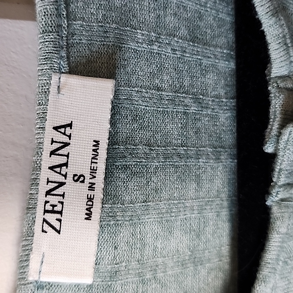 Zenana Green Ribbed Long Sleeve Top - Picture 2 of 4